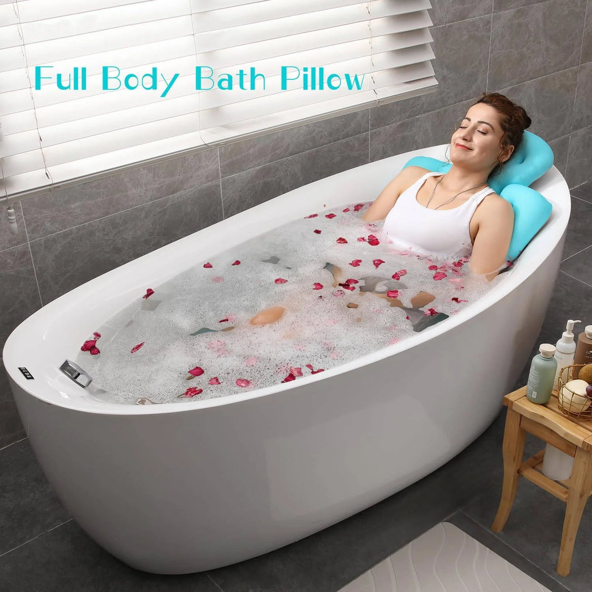 Bath Pillow Full-Body Support Breathable Mesh Non-Slip Suction Cups
