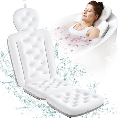 Bath Pillow Full-Body Support Breathable Mesh Non-Slip Suction Cups