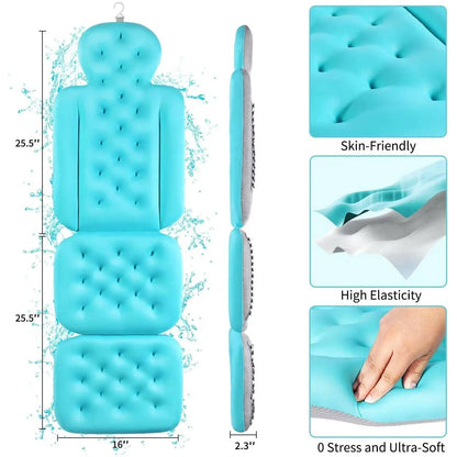 Bath Pillow Full-Body Support Breathable Mesh Non-Slip Suction Cups