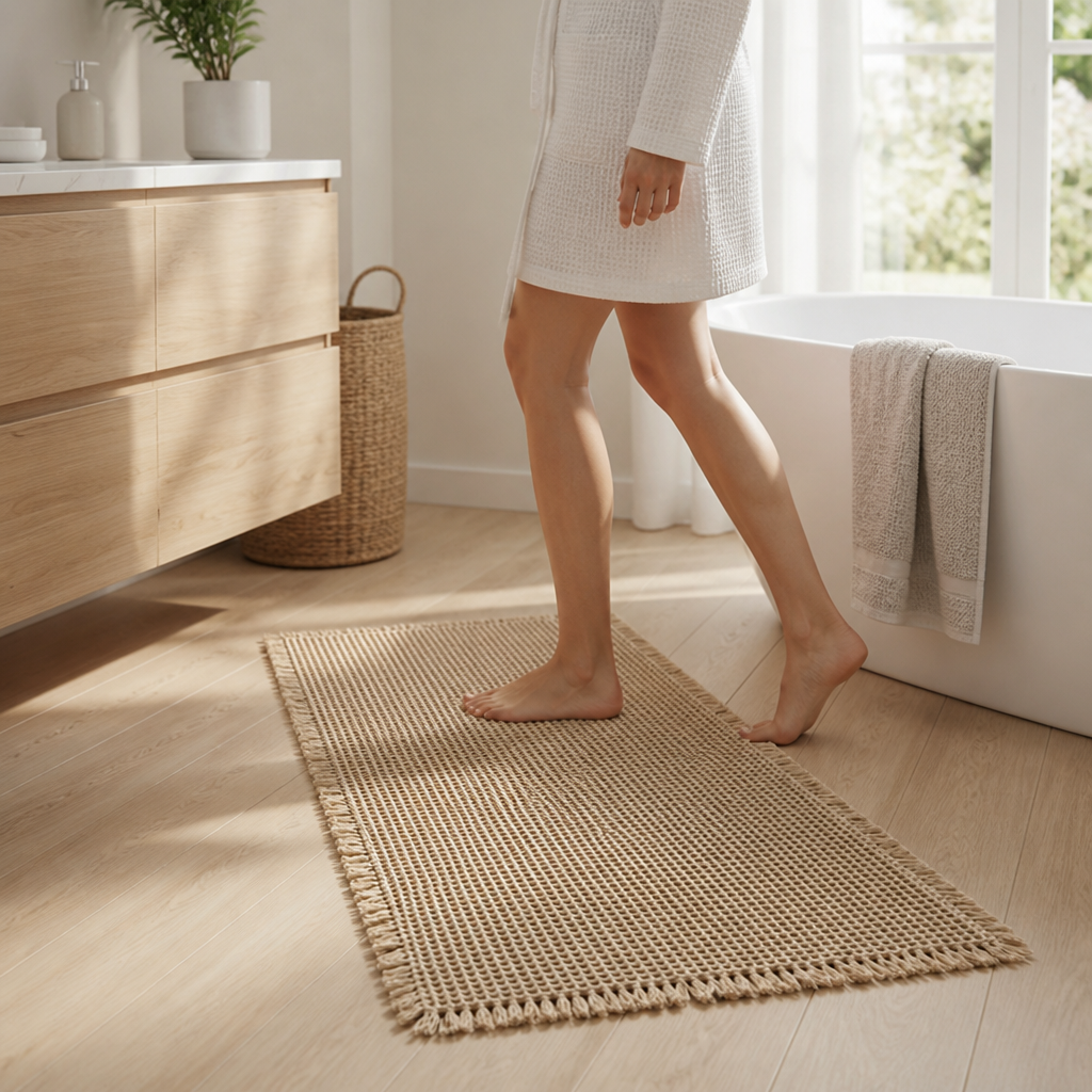 Bath Runner Waffle Texture Non-Slip Backing & Fast Absorption