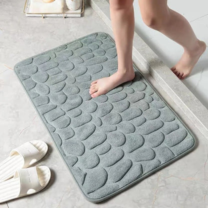Bath & Shower Mat Cobblestone Plush Quick-Absorb Non-Slip