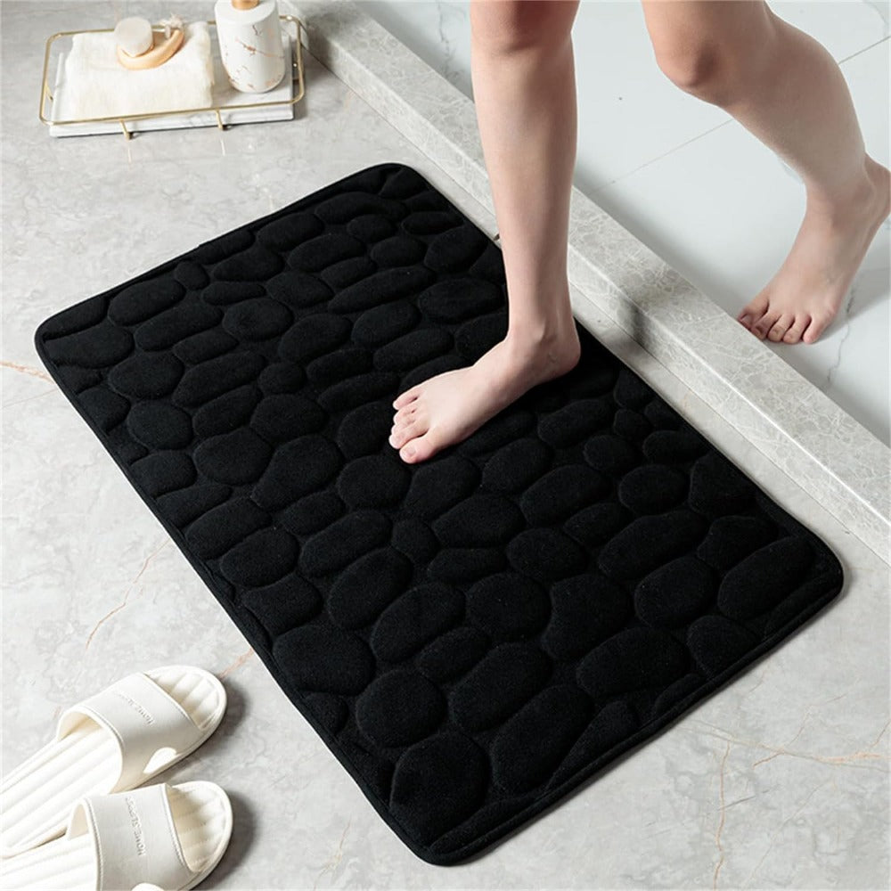 Bath & Shower Mat Cobblestone Plush Quick-Absorb Non-Slip