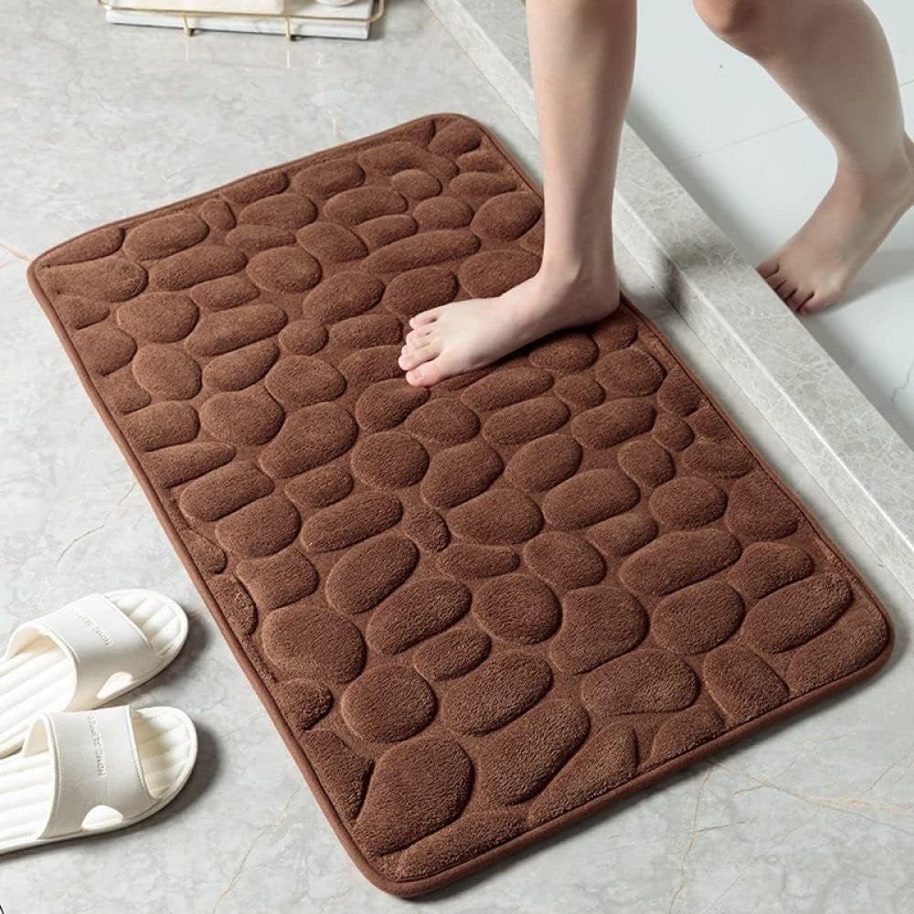 Bath & Shower Mat Cobblestone Plush Quick-Absorb Non-Slip
