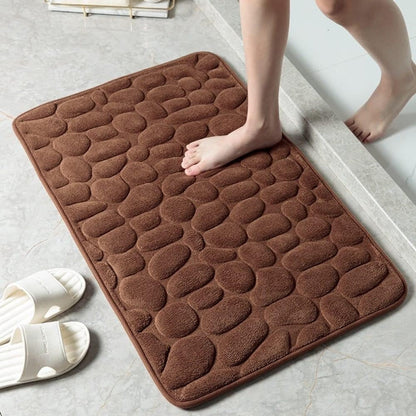 Bath & Shower Mat Cobblestone Plush Quick-Absorb Non-Slip