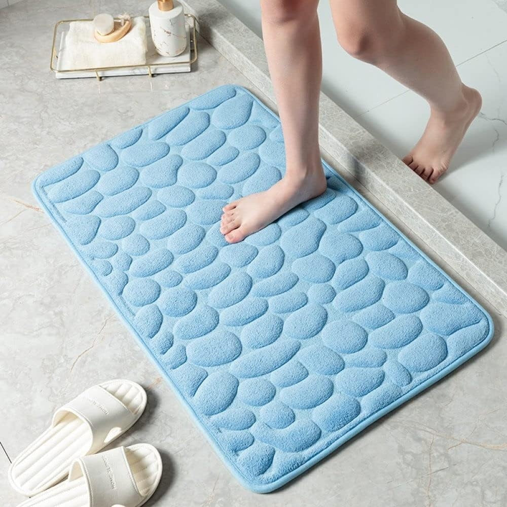 Bath & Shower Mat Cobblestone Plush Quick-Absorb Non-Slip