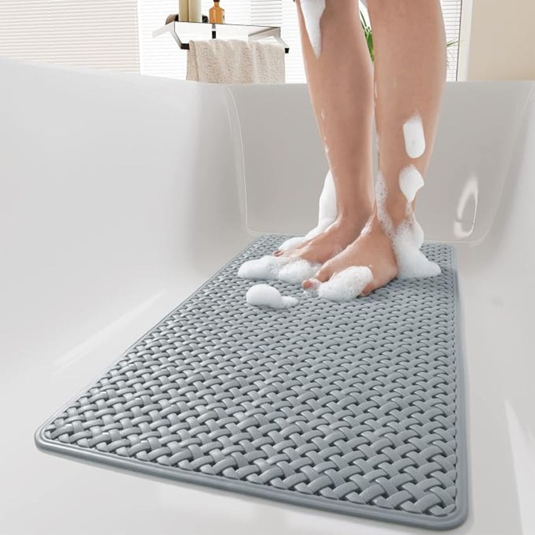 Bath & Shower Mat Non-Slip Suction Cups Quick-Dry Mildew-Resistant