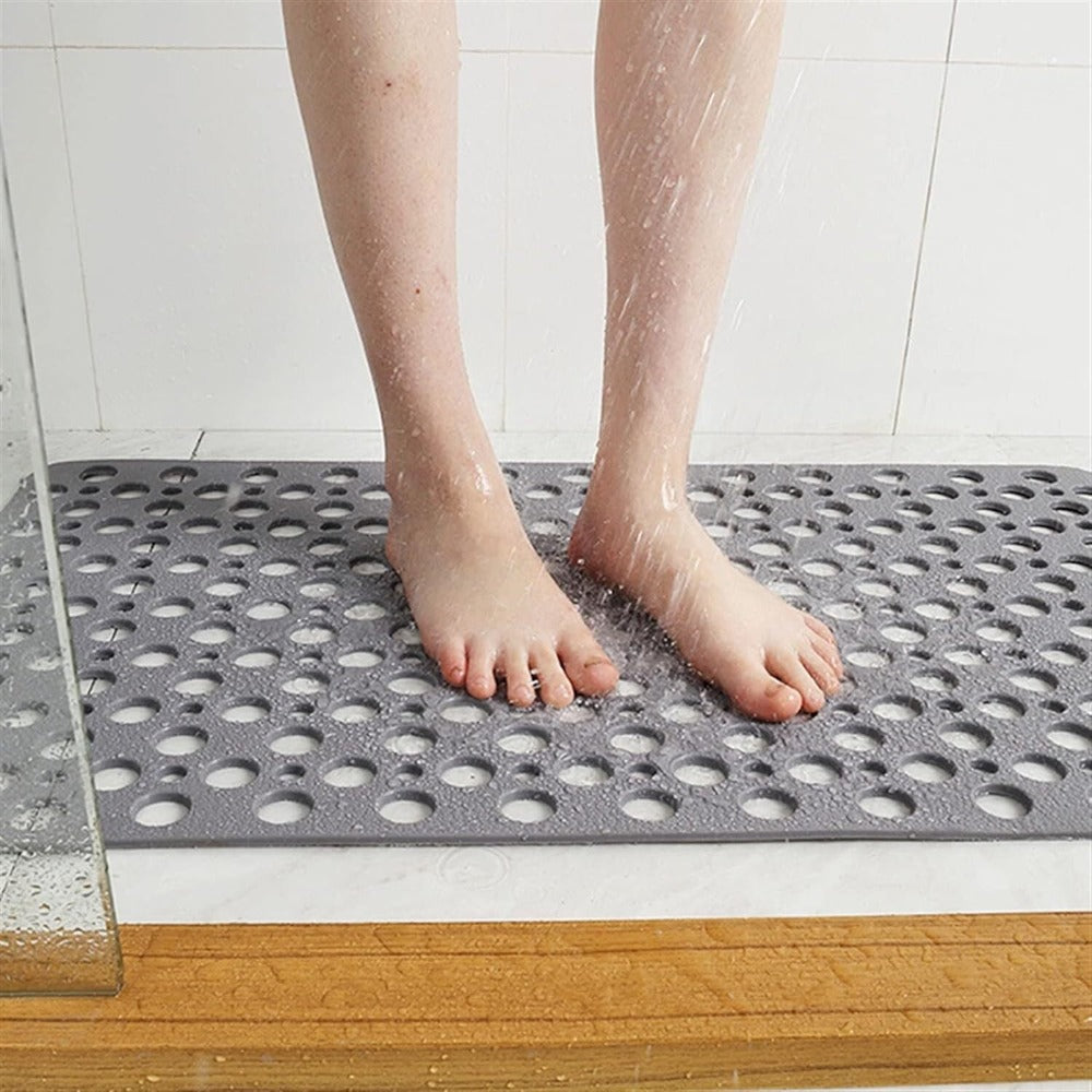 Bath & Shower Mat Suction-Cup Quick-Drain Bacteria-Resistant