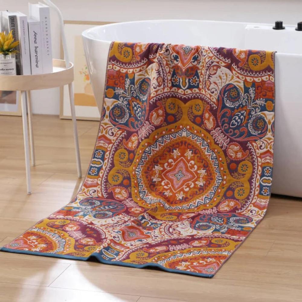 Bath Towel 100% Cotton Boho Pattern Quick-Drying