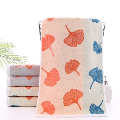 Bath Towel 100% Cotton Ginkgo Leaf Pattern