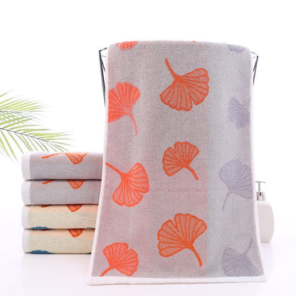 Bath Towel 100% Cotton Ginkgo Leaf Pattern