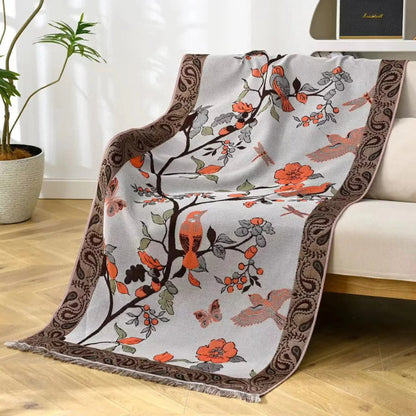 Bath Towel 100% Cotton Quick-Dry Floral & Bird Print
