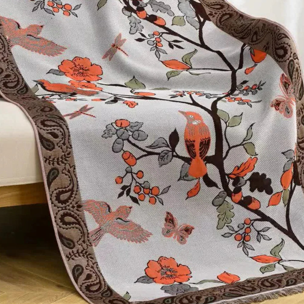 Bath Towel 100% Cotton Quick-Dry Floral & Bird Print