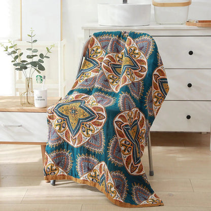 Bath Towel 100% Cotton Quick-Drying Reversible Diamond & Floral