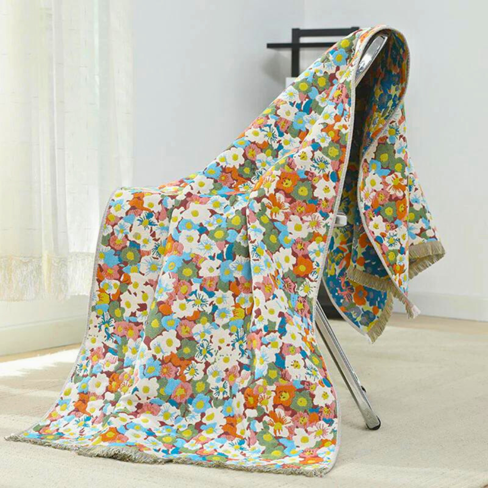 Bath Towel 100% Cotton Quick-Drying Reversible Floral