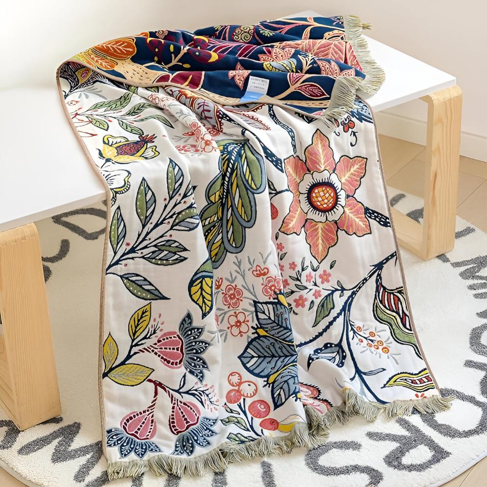 Bath Towel 100% Cotton Reversible Floral Print