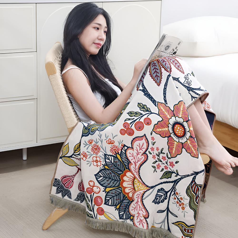 Bath Towel 100% Cotton Reversible Floral Print