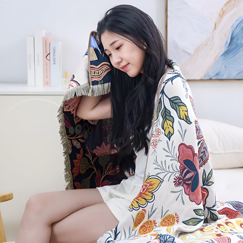 Bath Towel 100% Cotton Reversible Floral Print