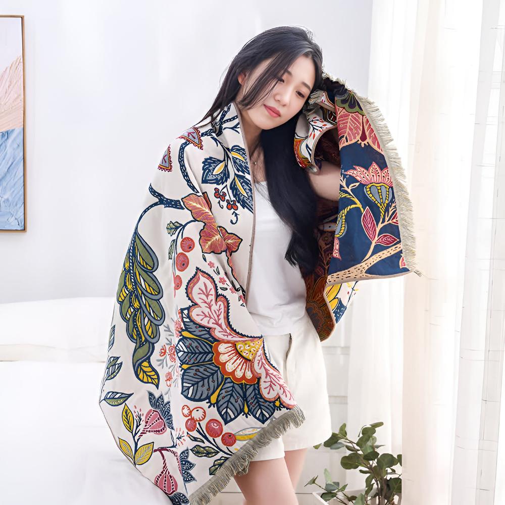 Bath Towel 100% Cotton Reversible Floral Print