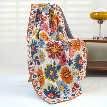 Bath Towel 100% Cotton Reversible Floral Quick-Drying
