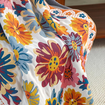 Bath Towel 100% Cotton Reversible Floral Quick-Drying