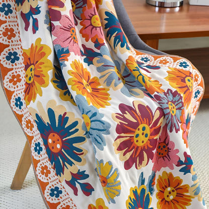 Bath Towel 100% Cotton Reversible Floral Quick-Drying