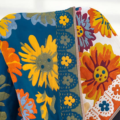 Bath Towel 100% Cotton Reversible Floral Quick-Drying