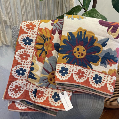 Bath Towel 100% Cotton Reversible Floral Quick-Drying