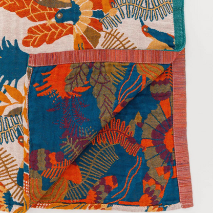 Bath Towel 100% Cotton Reversible Flower & Bird Print