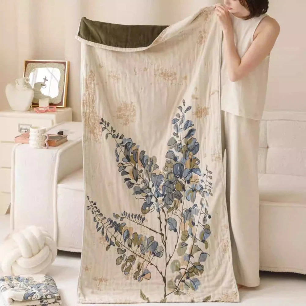 Bath Towel Blanket 100% Cotton Lightweight Vintage Floral