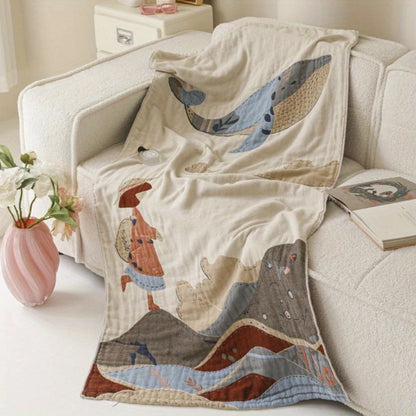 Bath Towel Blanket 100% Cotton Lightweight Vintage Floral