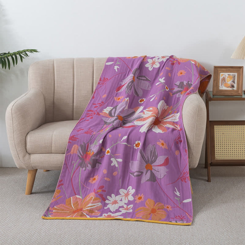 Bath Towel Cotton Gauze Floral Print Soft & Absorbent