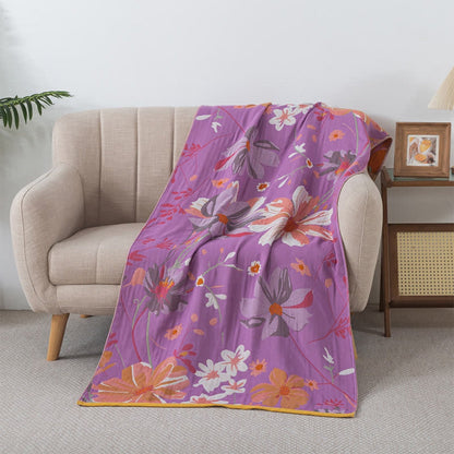 Bath Towel Cotton Gauze Floral Print Soft & Absorbent