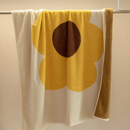 Bath Towel Cotton Sunflower Print Absorbent & Quick-Dry
