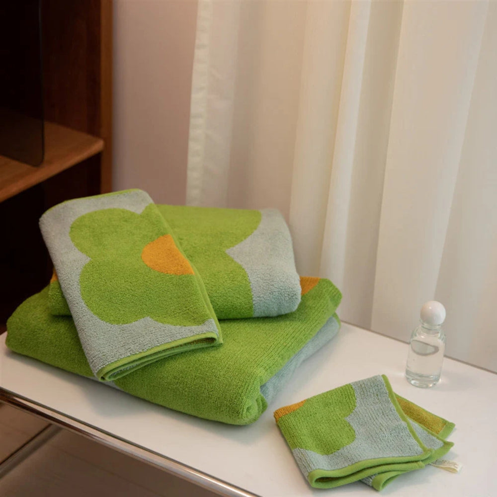 Bath Towel Cotton Sunflower Print Absorbent & Quick-Dry