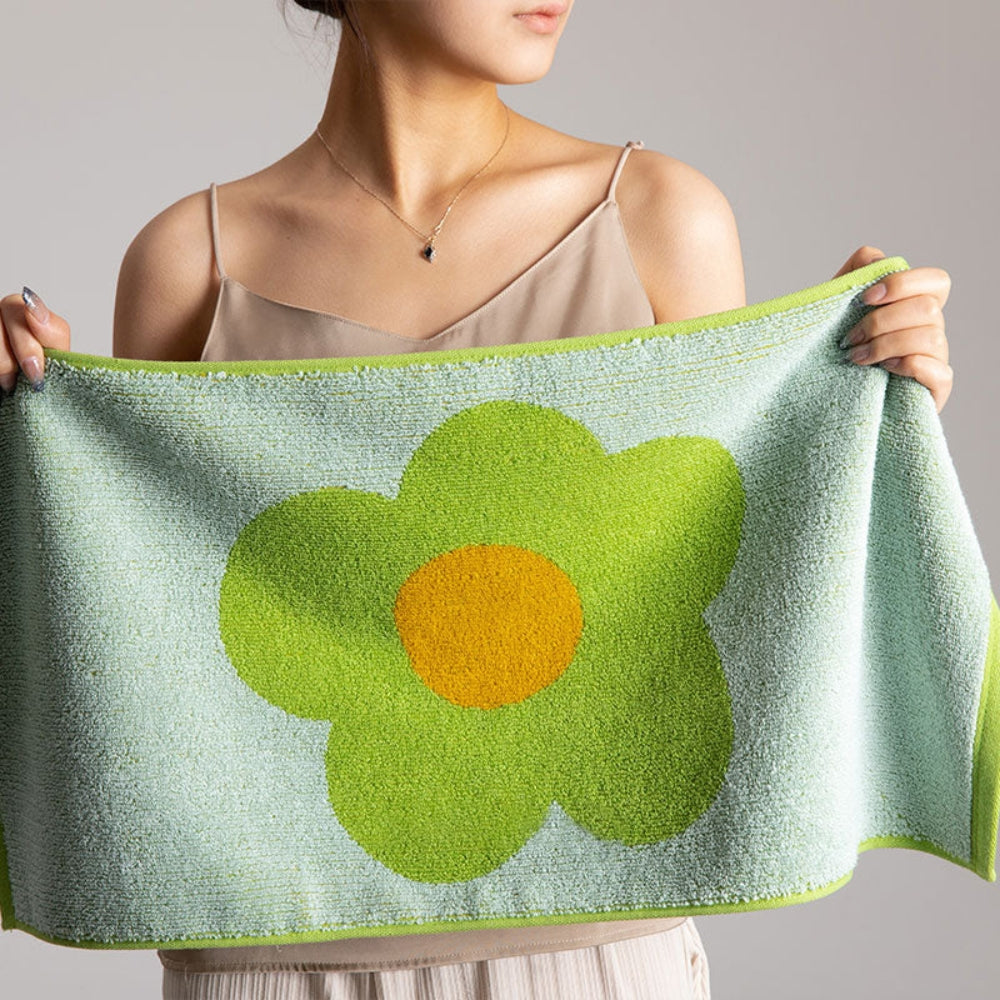 Bath Towel Cotton Sunflower Print Absorbent & Quick-Dry