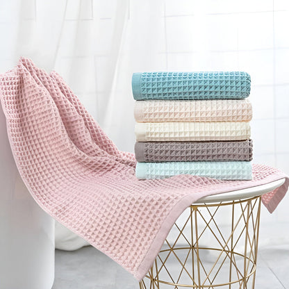 Bath Towel Cotton Waffle Weave Lightweight & Quick-Drying