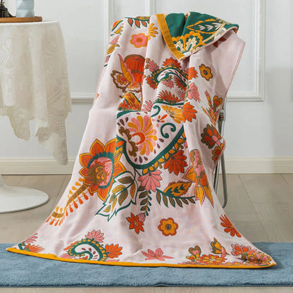 Bath Towel Floral Cotton Gauze Quick-Drying