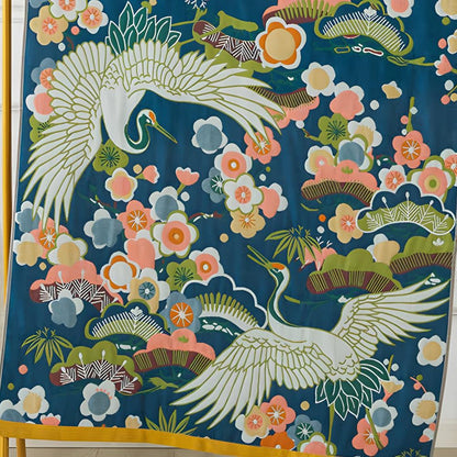 Bath Towel Floral Crane Print Pure Cotton Quick-Drying