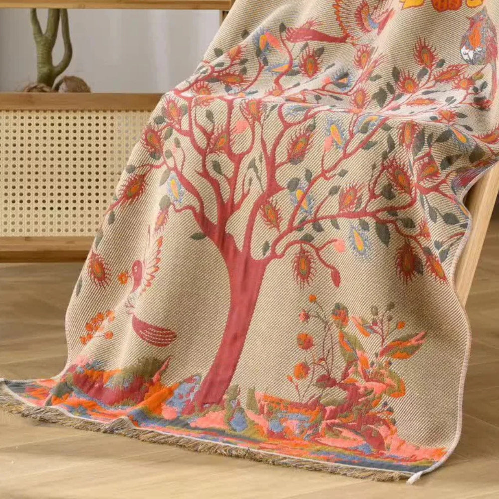 Bath Towel Pure Cotton Gauze Tree Design Tassels
