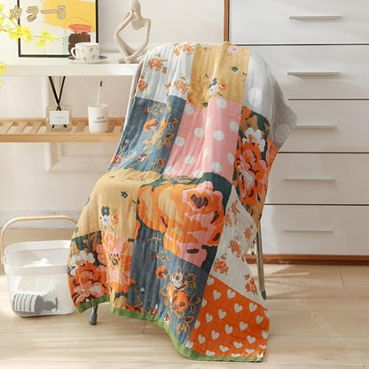Bath Towel Rose Print 100% Cotton Fast-Drying & Absorbent
