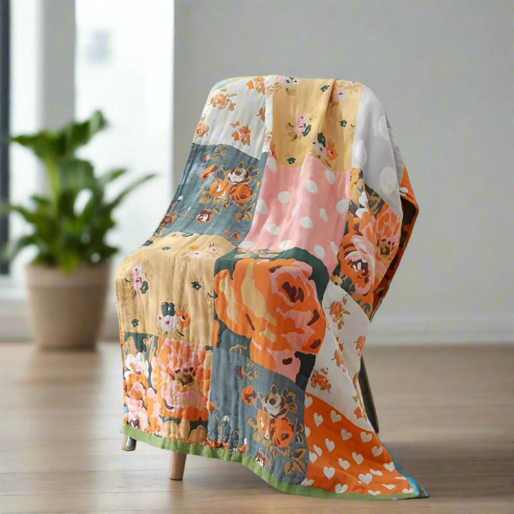 Bath Towel Rose Print 100% Cotton Fast-Drying & Absorbent