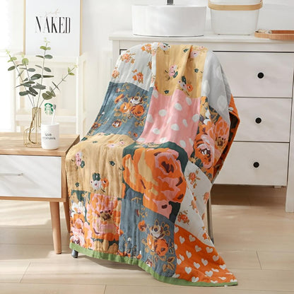 Bath Towel Rose Print 100% Cotton Fast-Drying & Absorbent