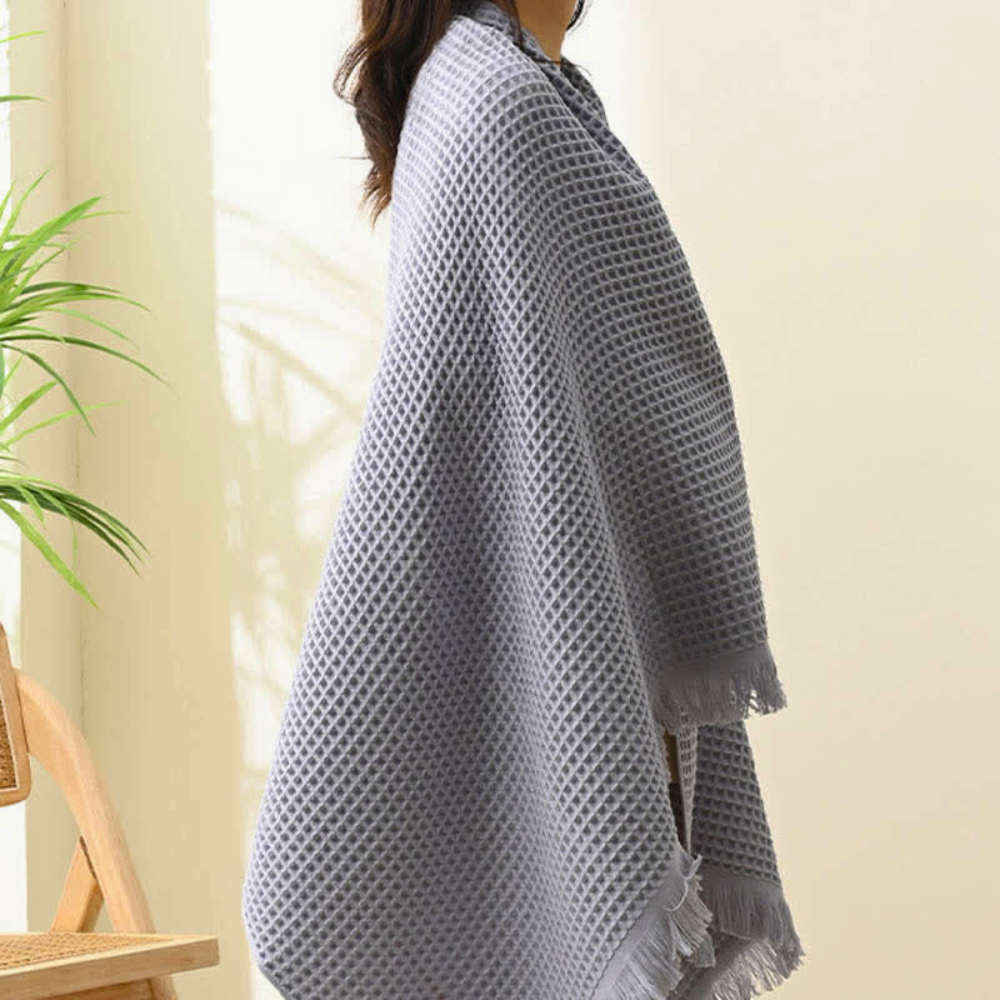 Bath Towel Shawl Pure Cotton Waffle Weave