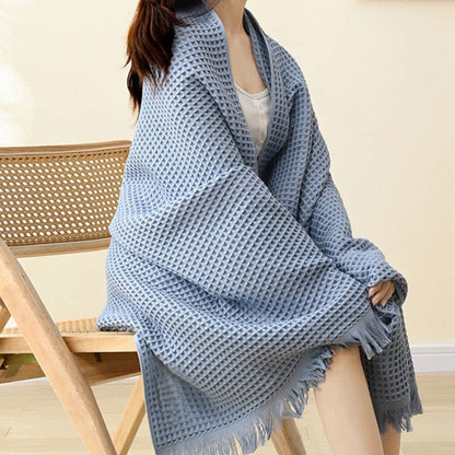 Bath Towel Shawl Pure Cotton Waffle Weave