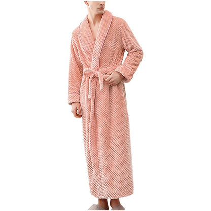 Bathrobe All-Season Soft Breathable Fleece Pockets & Belt