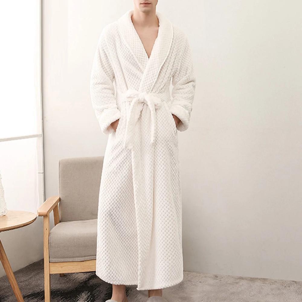 Bathrobe All-Season Soft Breathable Fleece Pockets & Belt