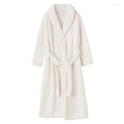 Bathrobe All-Season Soft Breathable Fleece Pockets & Belt