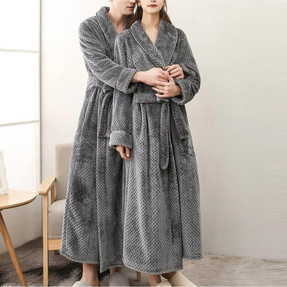 Bathrobe All-Season Soft Breathable Fleece Pockets & Belt