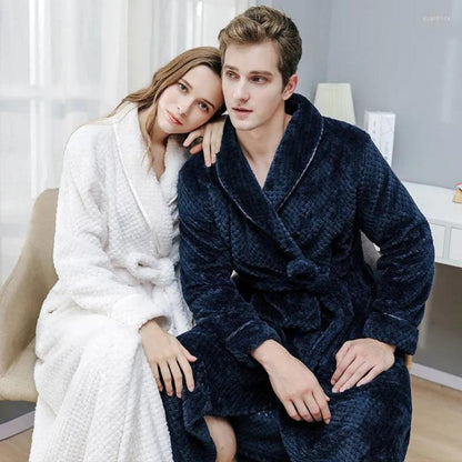 Bathrobe All-Season Soft Breathable Fleece Pockets & Belt