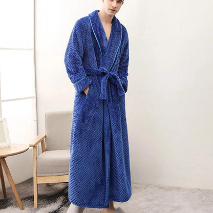 Bathrobe All-Season Soft Breathable Fleece Pockets & Belt